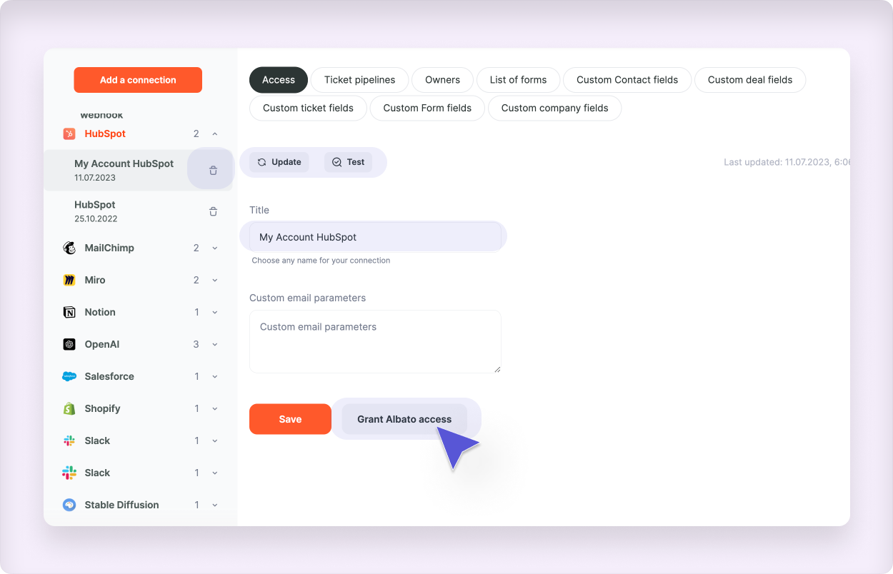 Managing connections